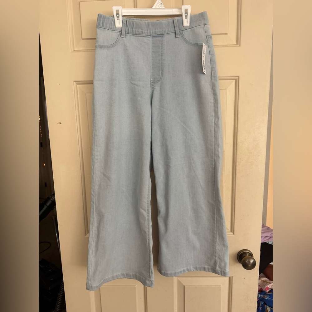Anna & Ava Light Blue Cropped Pull On Wide Leg Jeans NWT Size Large